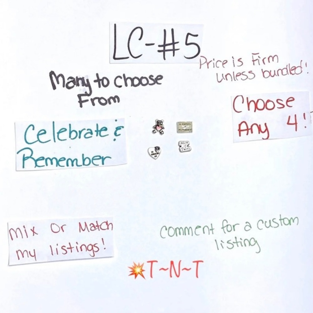 LC-#5 4x Celebrate & Remember Locket Charms